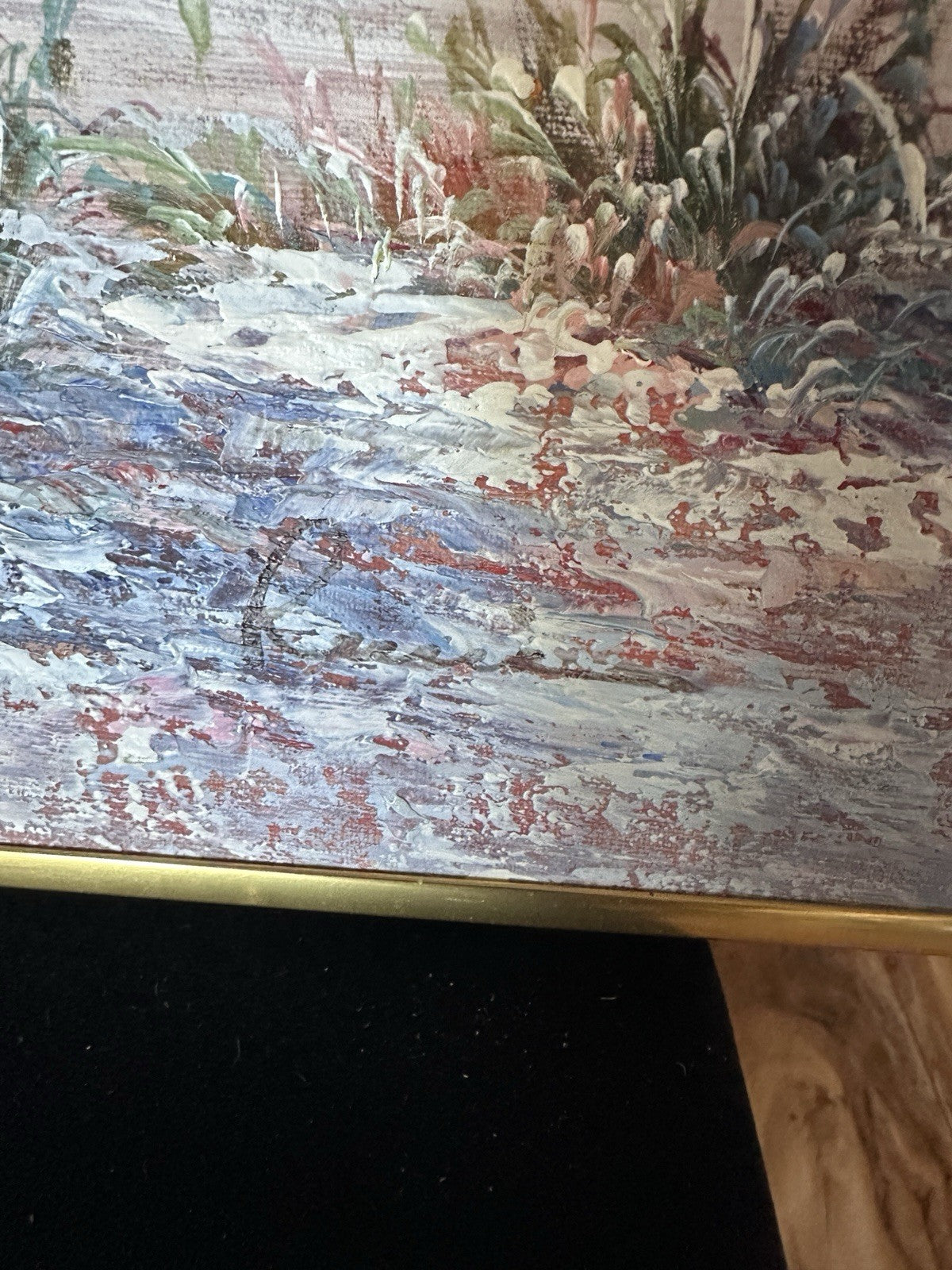 Framed Vintage Art Nautical Beach Landscape Lighthouse Birds Boat Oil Painting