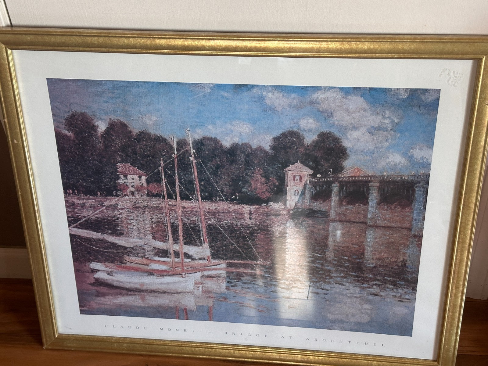Gold Framed Claude Monet Bridge At Argenteuil Art Print