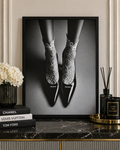 Prada High Heel Wall Art Framed Luxury Black White Fashion Print Glam Home Decor