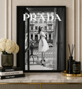 Prada Paris Balcony Wall Art Framed Luxury Black White Fashion Print Glam Home Decor